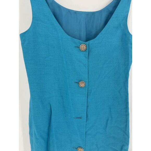 Christian Dior Vintage 90s Skirt Jacket Set Womens 10 Blue Rhinestone Button - Picture 7 of 16